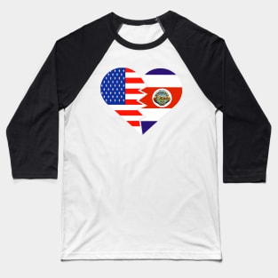 Costa Rica Flag USA Flag Pura Vida Hispanic Latino Spanish Food Culture 2 Baseball T-Shirt